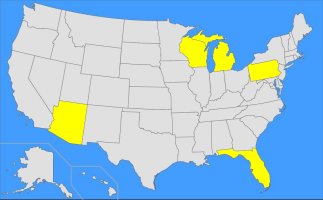 US Map 5 States 200